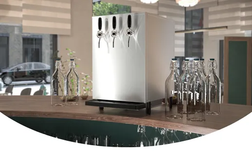 Bottle filling unit in a bar